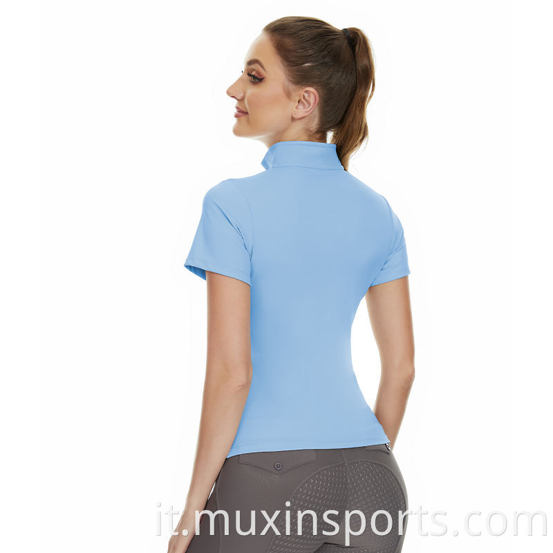 woman equestrian base layer blue